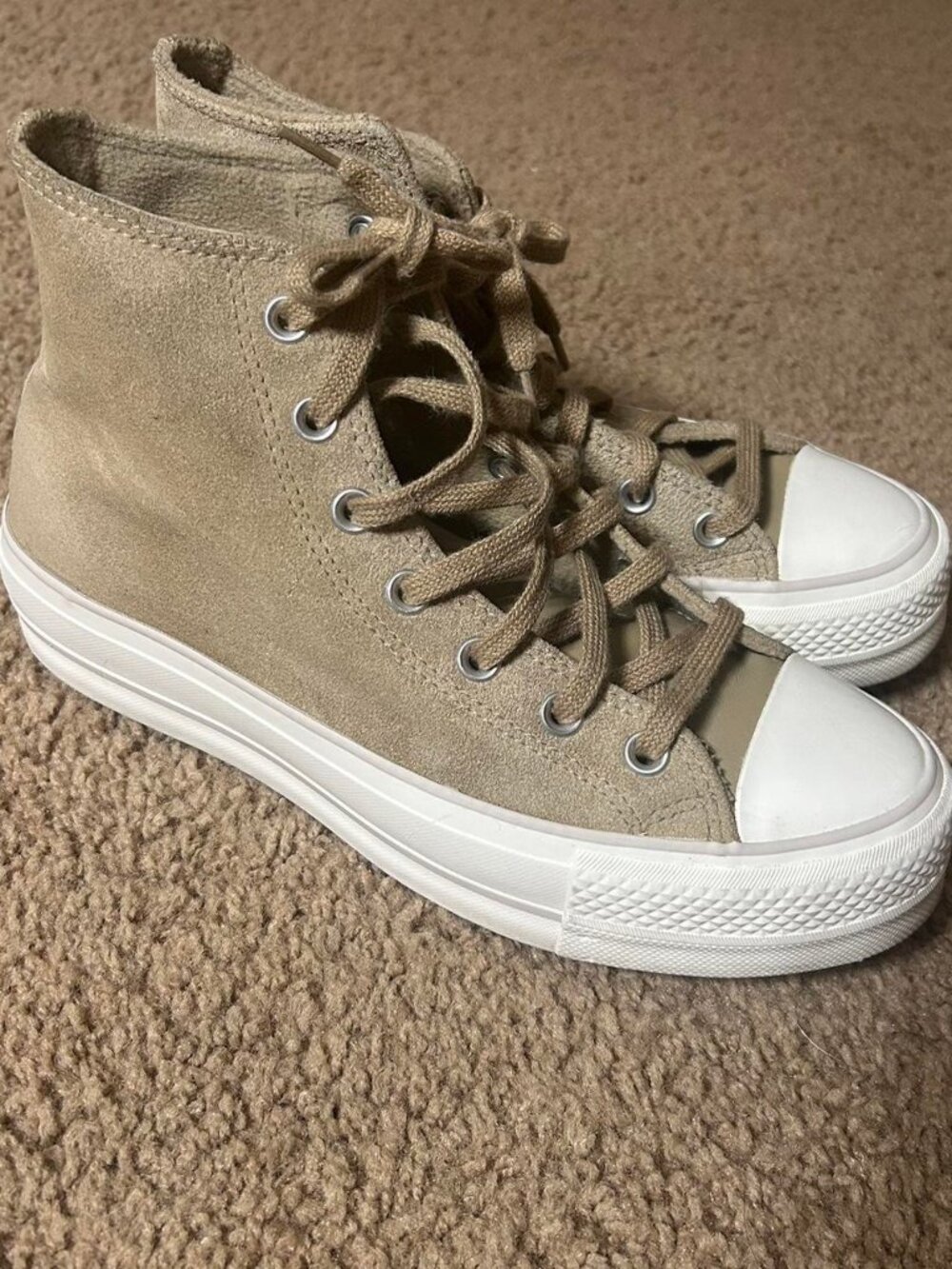 Converse Chuck Taylor AS Lift Platform W8.5 HighTop Brown Nomad Khaki Suede Fall